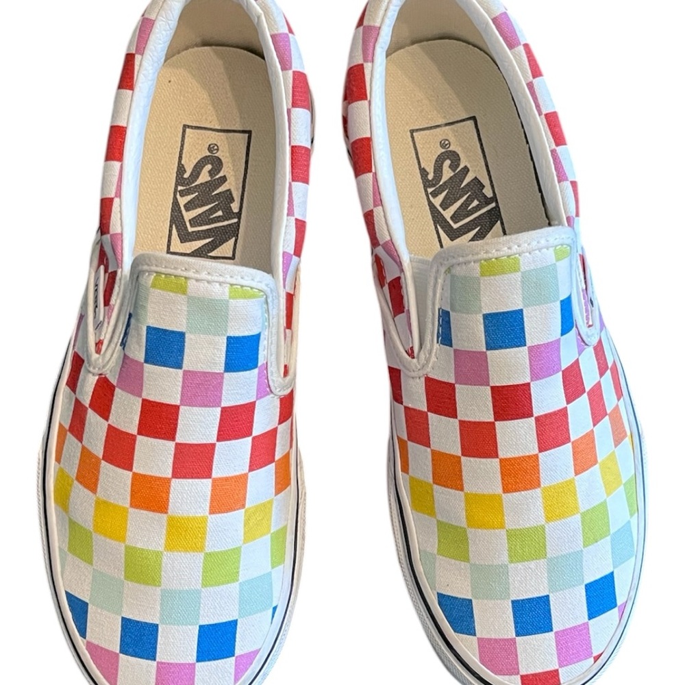 Like-new rainbow checkerboard Vans!